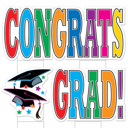 Beistle All Weather Jumbo Congrats Grad! Yard Sign Set - Graduation | Party