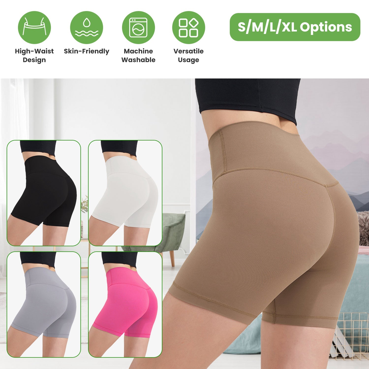 Women s High Waist Biker Shorts Tummy Control Pants Athletic Leggings Spandex