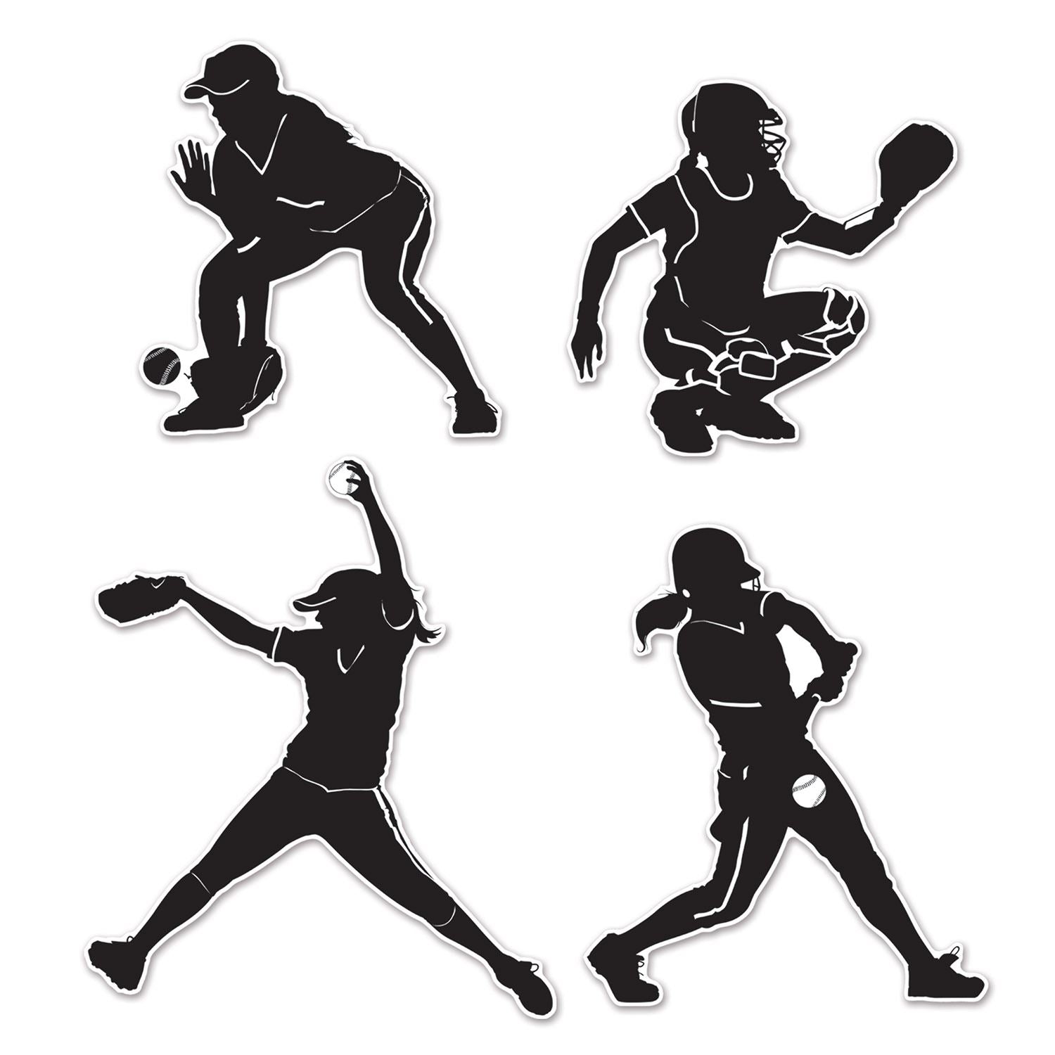 Beistle Softball Silhouette Cutouts - Party Supply Decoration for Sports