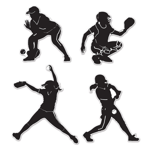 Beistle Softball Silhouette Cutouts - Party Supply Decoration for Sports