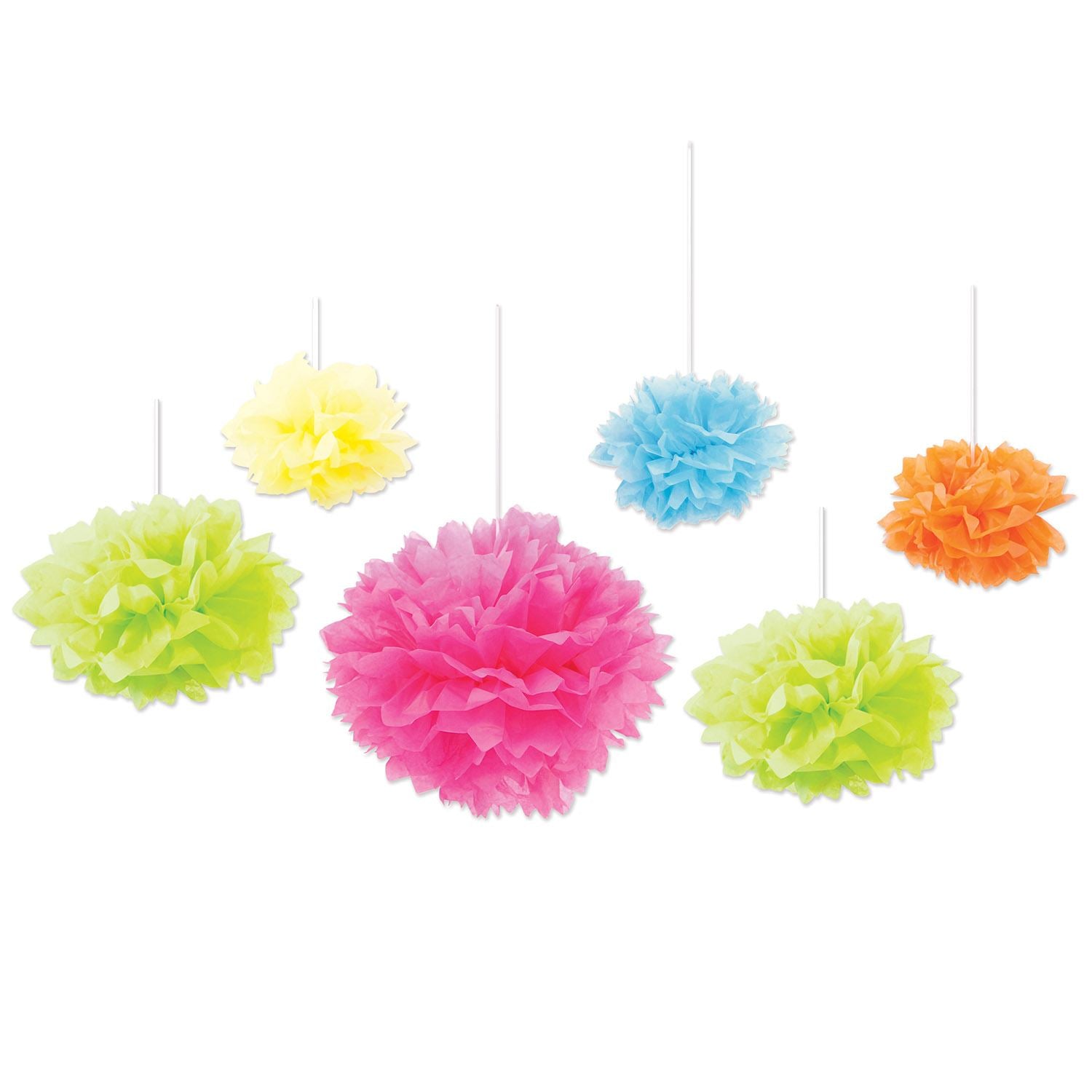 Beistle Tissue Fluff Balls - bright - Luau | Party Supply | Decoration