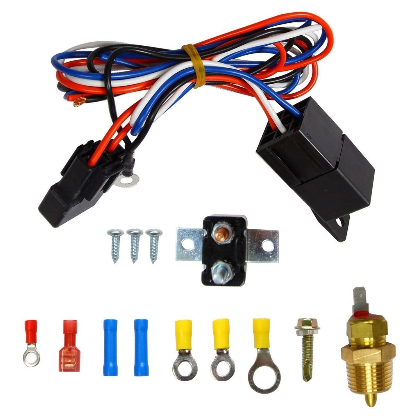 16 Inch Electric Radiator Cooling Fan 12V 120W 10 Blades Car Thermostat Kit w/