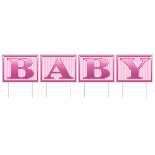 Beistle All Weather "Baby" Yard Sign - Pink - Baby Shower | Party Supply