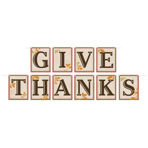 Beistle Give Thanks Streamer - Thanksgiving/Fall | Party Supply | Decoration