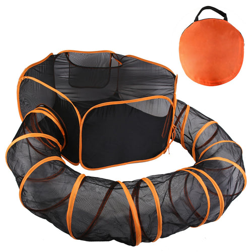 2 In 1 Foldable Pet Play Tent with Tunnel Pet Cage Tent Pet Enclosures