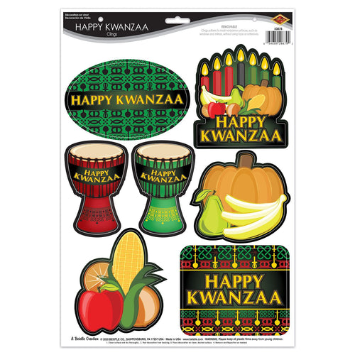 Beistle Happy Kwanzaa Clings | Party Supply | Decoration
