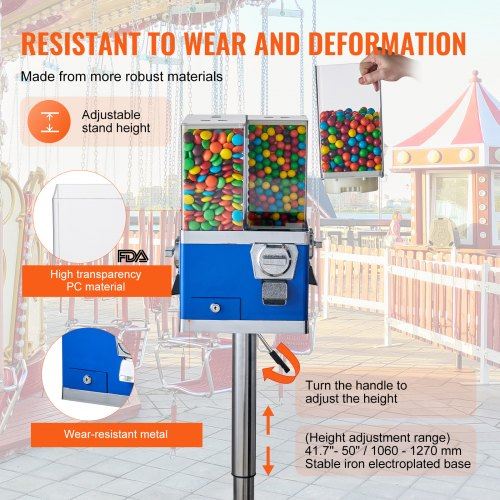 Gumball Machine with Stand Vending Coin Bank Vintage Candy Dispenser Bule