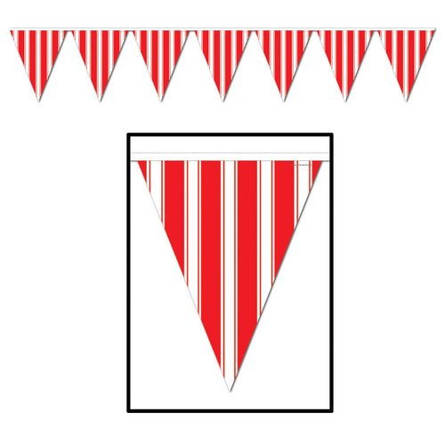 Beistle Red and White Striped Pennant Banner - Circus | Party Supply