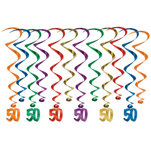 Beistle '50' Whirls - 12 Piece - Birthday-Age Specific | Party Supply