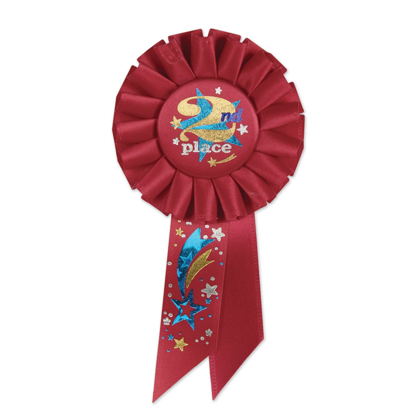 Beistle 2nd Place Rosette Ribbon - Party Supply Decoration for Sports