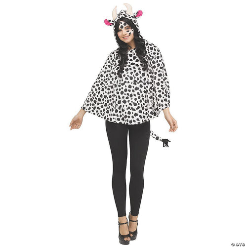 Womens Hooded Cow Poncho Costume