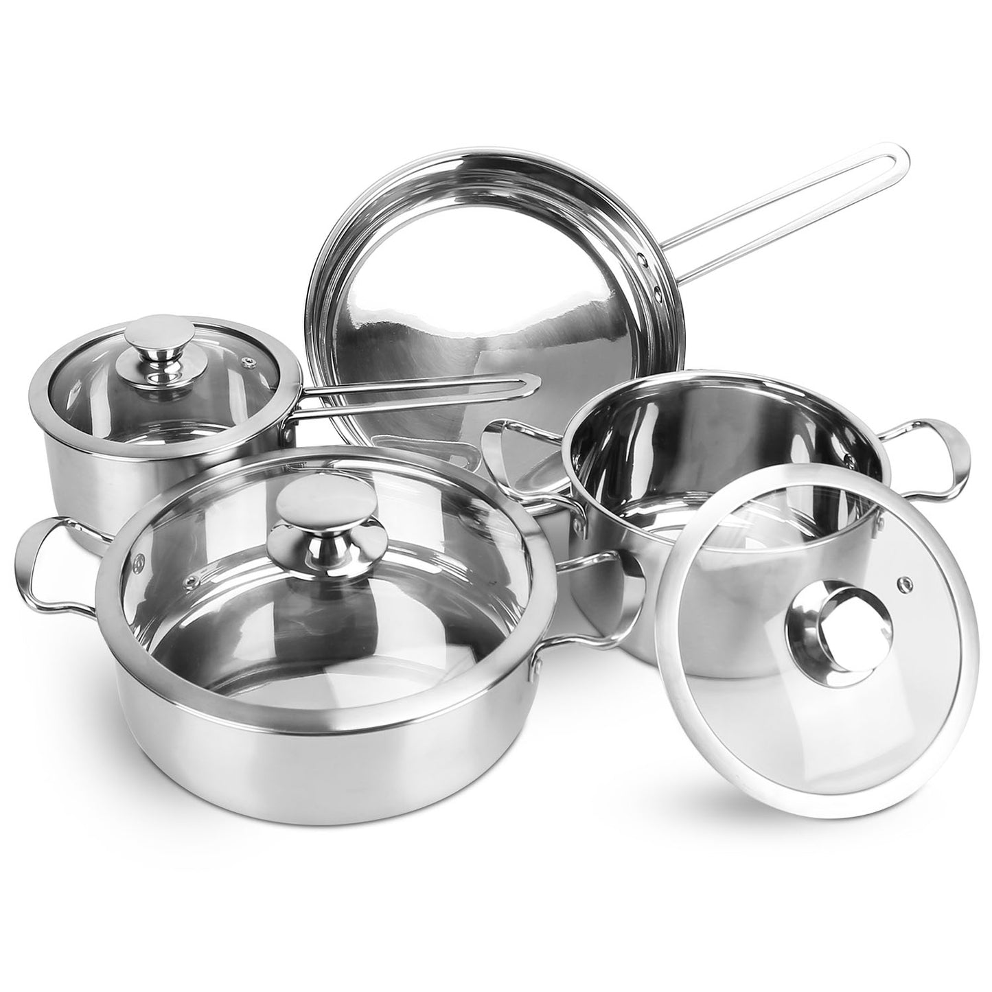 Stainless Steel Cookware Set Fast Even Heat Induction Pots Pans Set Dishwasher