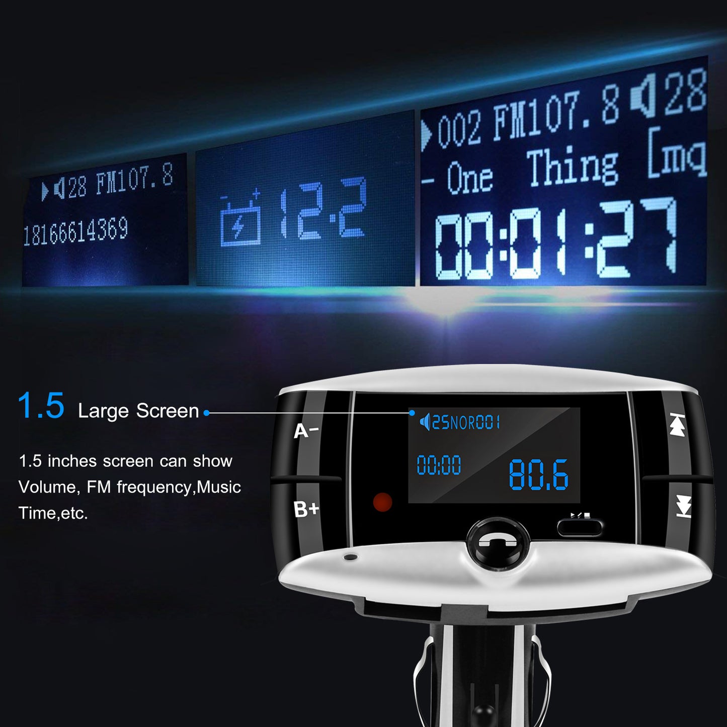 Car Wireless FM Transmitter USB Charger Hands-free Call MP3 Player SD Card