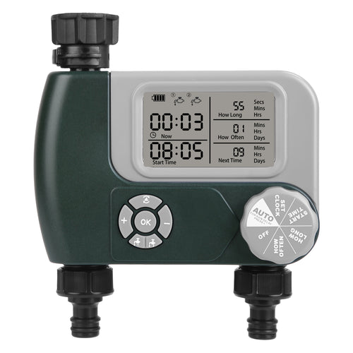 Sprinkler Timer with 2 Outlet Zones Digital Programmable Hose Faucet Timer