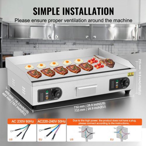 Commercial Electric Griddle 4400W Countertop Flat Top Grill 122?-572 ? Adjus