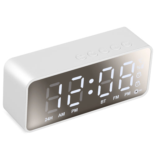 Mirror Digital Alarm Clock LED V5.0 Wireless Speaker Clock with FM Radio 6623