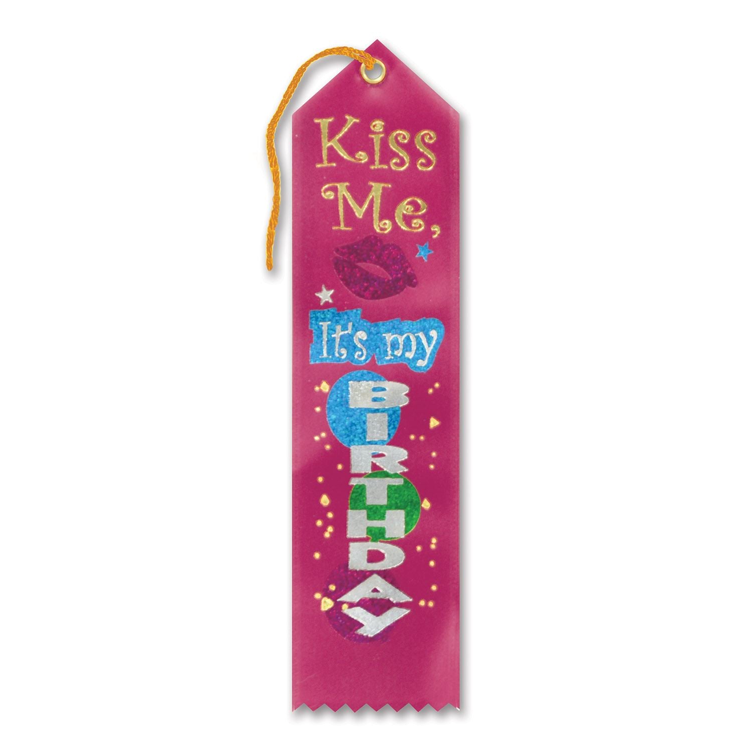 Beistle Pink Kiss Me, It's My Birthday Ribbon | Party Supply | Decoration