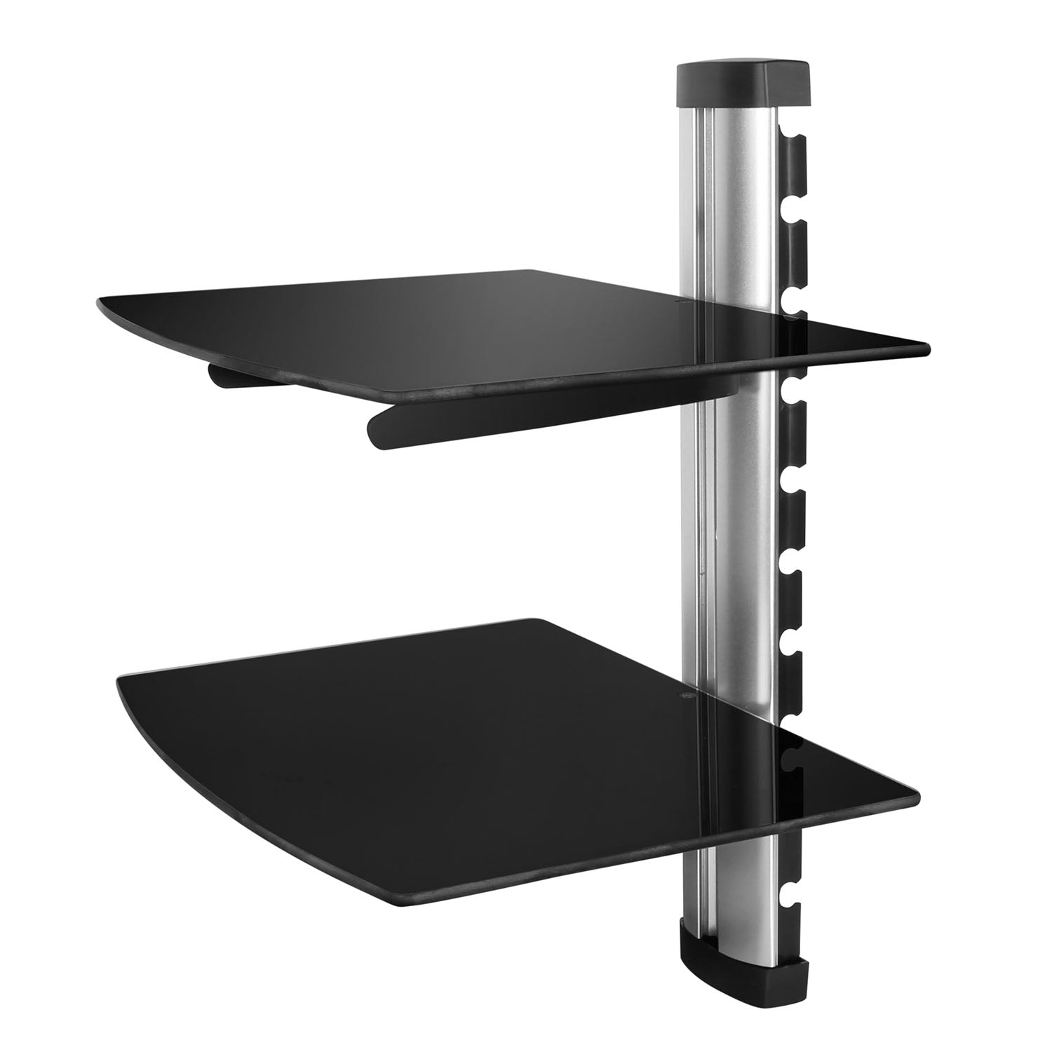 2 Tier Dual Glass Shelf Wall Mount for DVD Players/Cable Boxes/ TV Accessor 1067