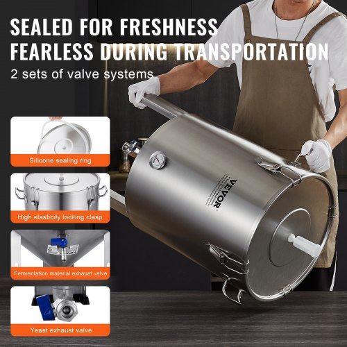 304 Stainless Steel Kettle 16 GALLON Beer Brew Fermentor Brew Bucket Ferment