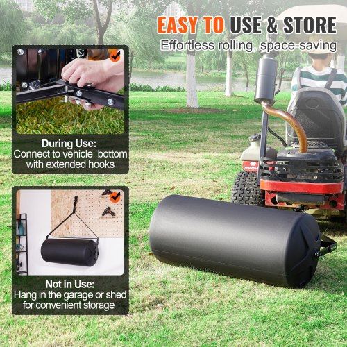 Tow Behind Lawn Roller 400lbs Sand/Water Filled Yard Roller LLDPE Drum