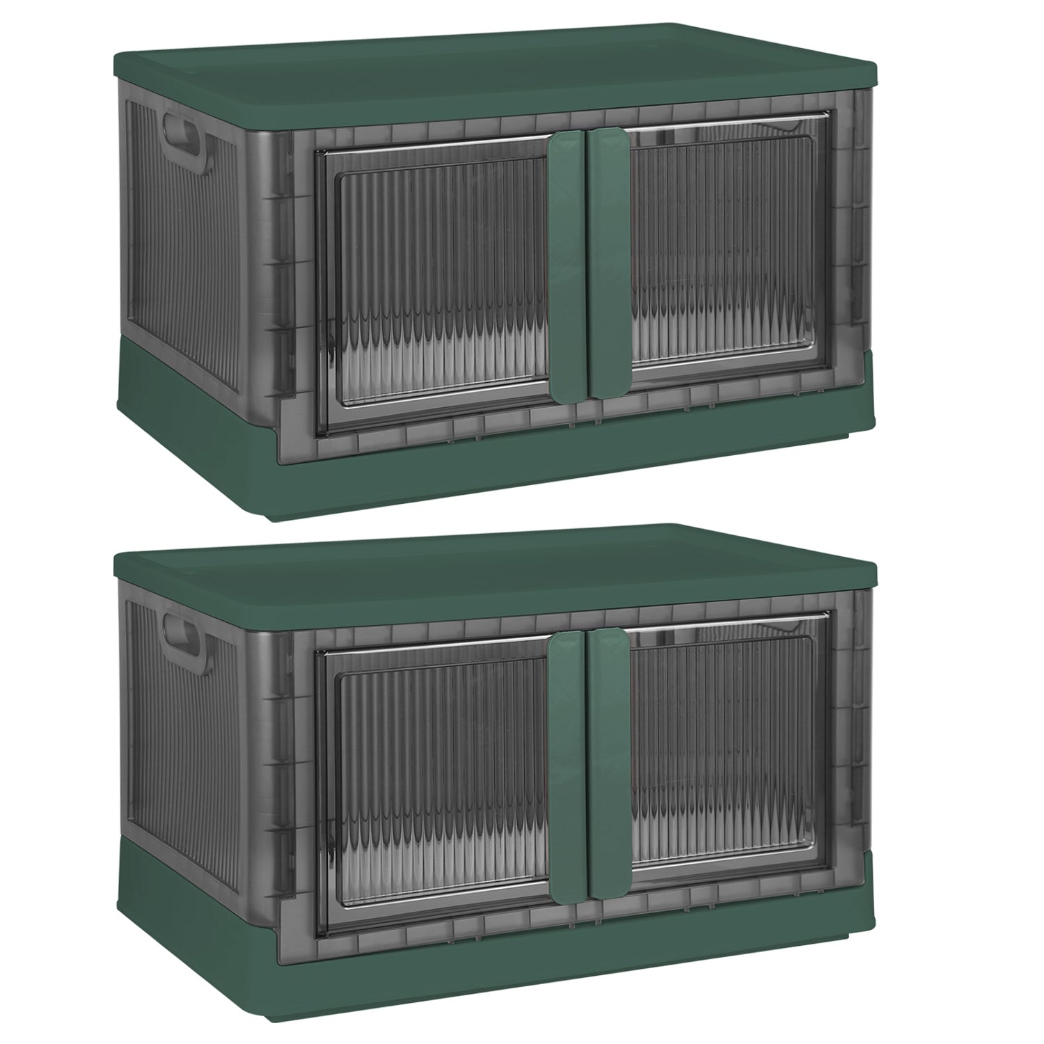 2Pcs 72L Foldable Storage Bins with Lid Collapsible Stackable Closet Organizer