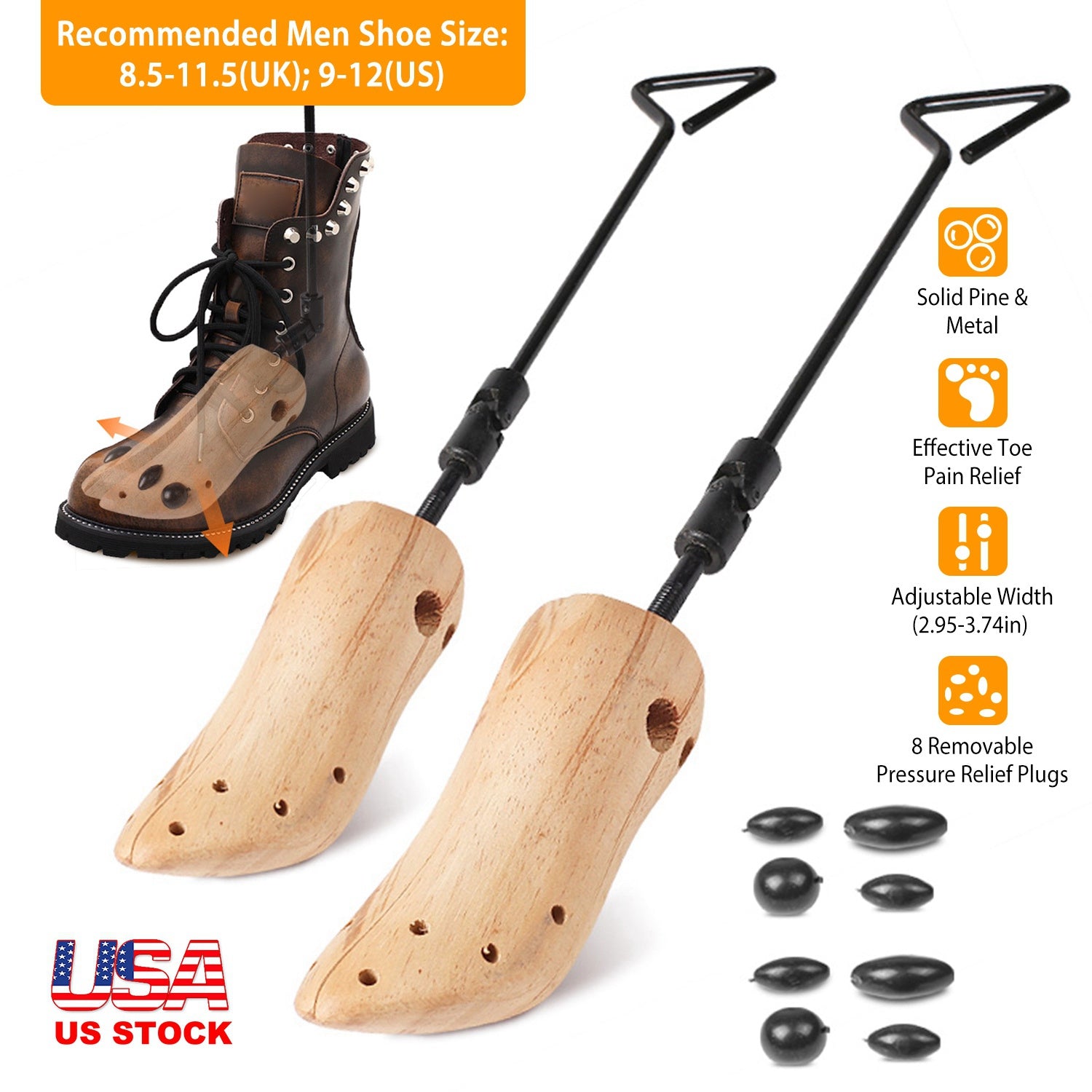 One Pair Boot Stretcher Adjustable Width Shoe Shaper Wooden Boot Widener
