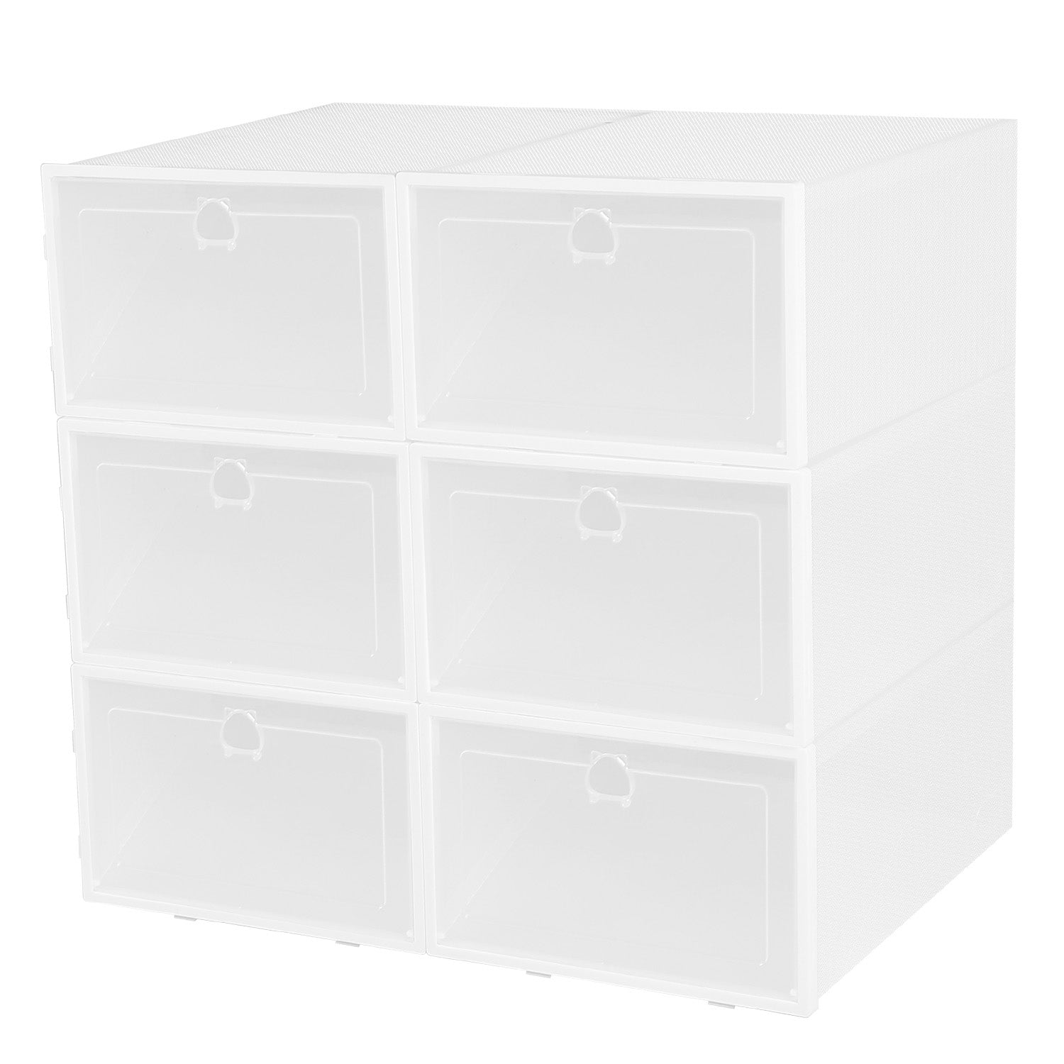 6Pcs Collapsible Shoe Box Stackable Shoe Storage Bin Transparent Dustproof 6155