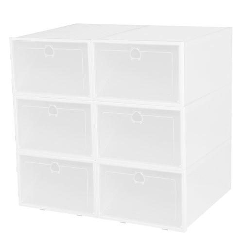 6Pcs Collapsible Shoe Box Stackable Shoe Storage Bin Transparent Dustproof 6155