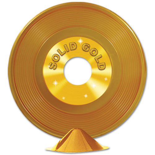 Beistle Gold Plastic Record Centerpiece - 50's/Rock & Roll | Party Supply