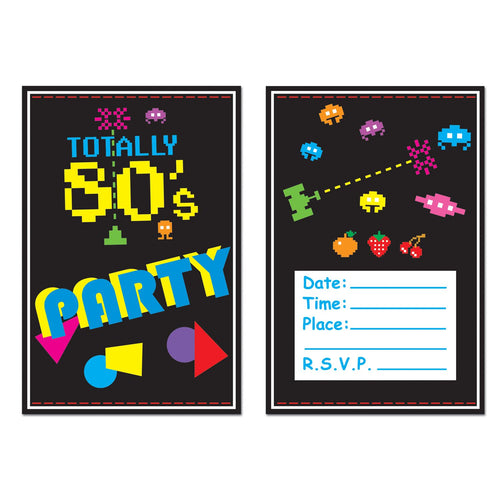 Beistle 80's Invitations - Party Supply Decoration for 80's