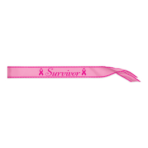 Beistle Survivor Satin Sash - Pink Ribbon | Party Supply | Decoration