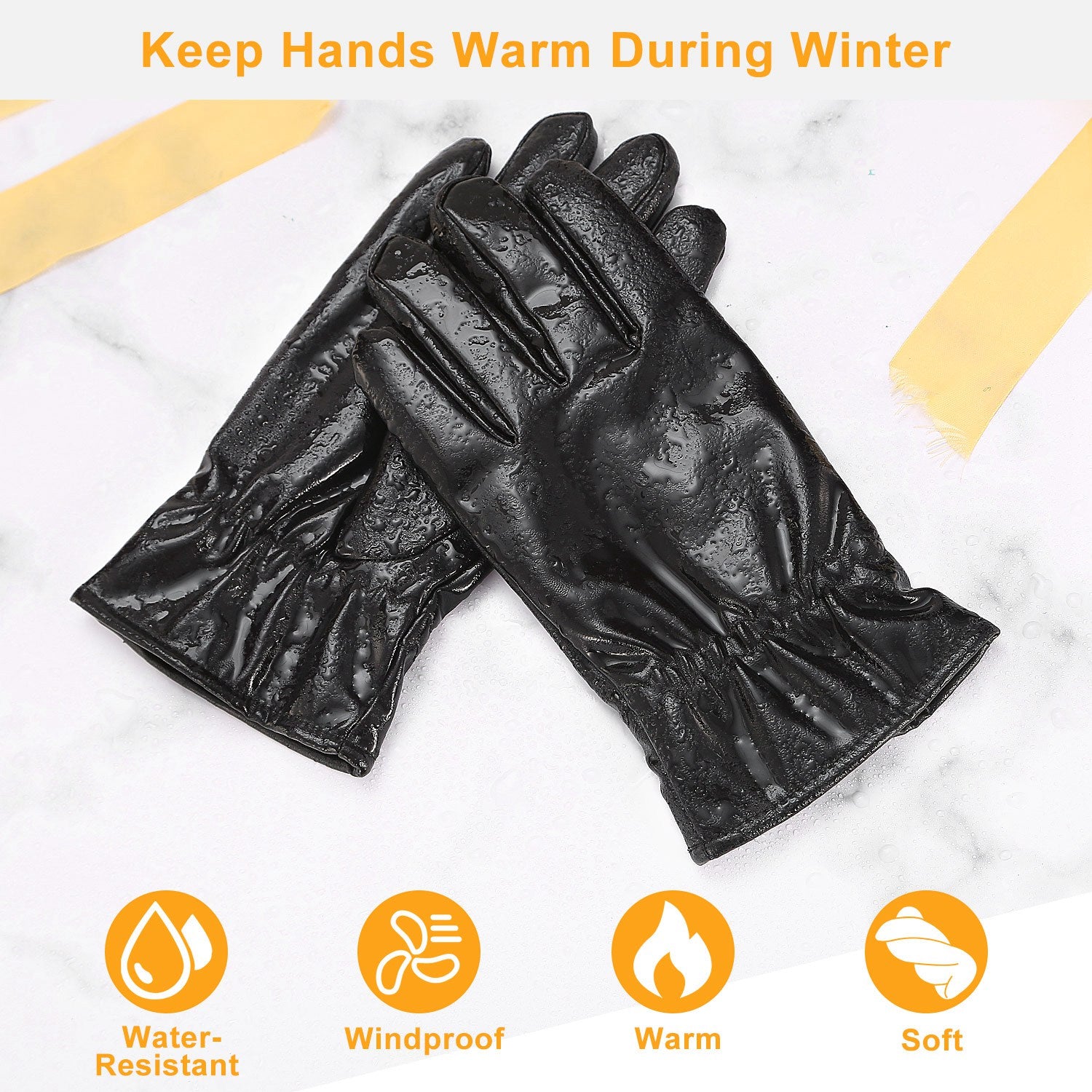 Unisex Leather Winter Warm Gloves Outdoor Windproof Soft Gloves Cycling Skiing