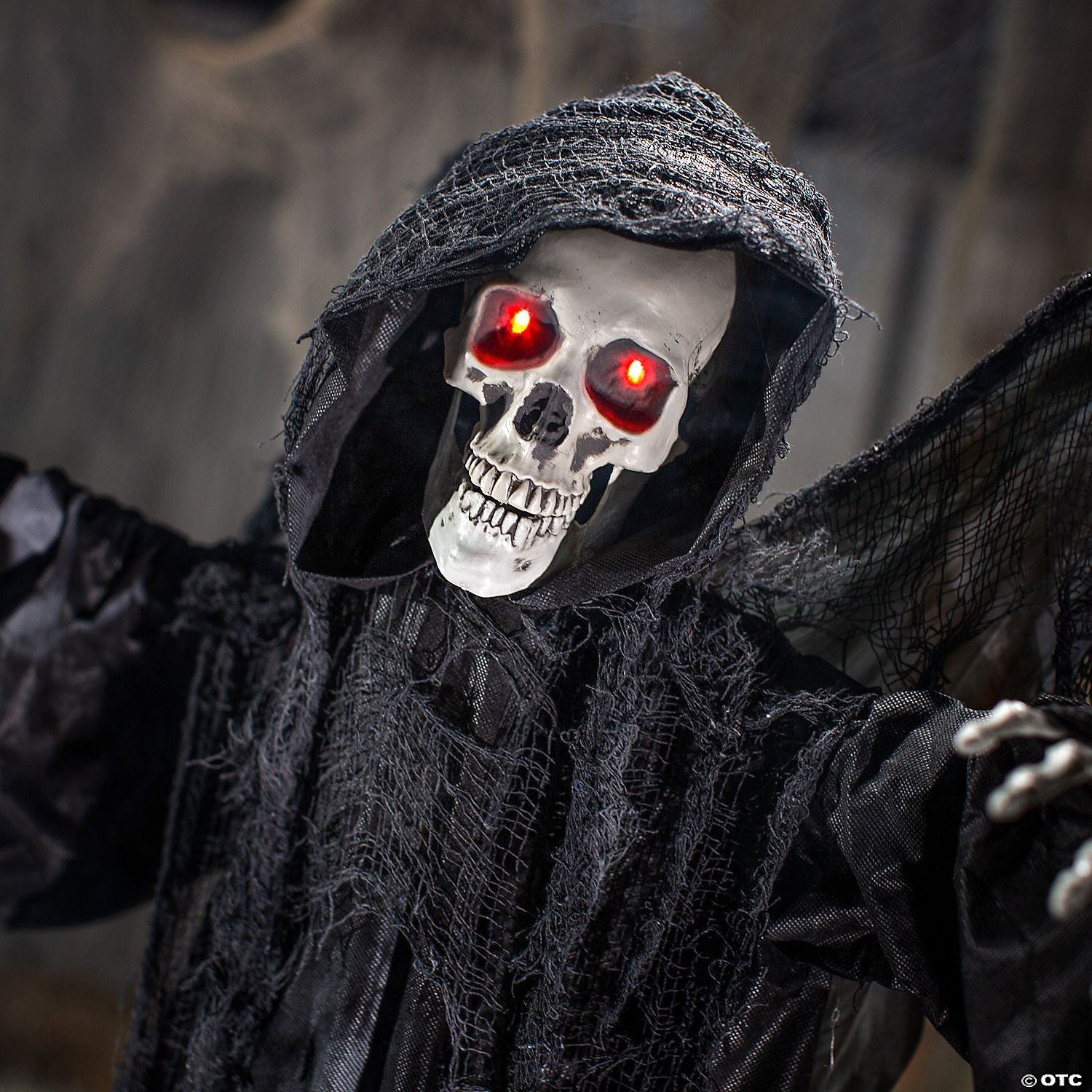 33 1/2" x 74 3/4" Animated Standing Skeletal Reaper with Wings | Halloween