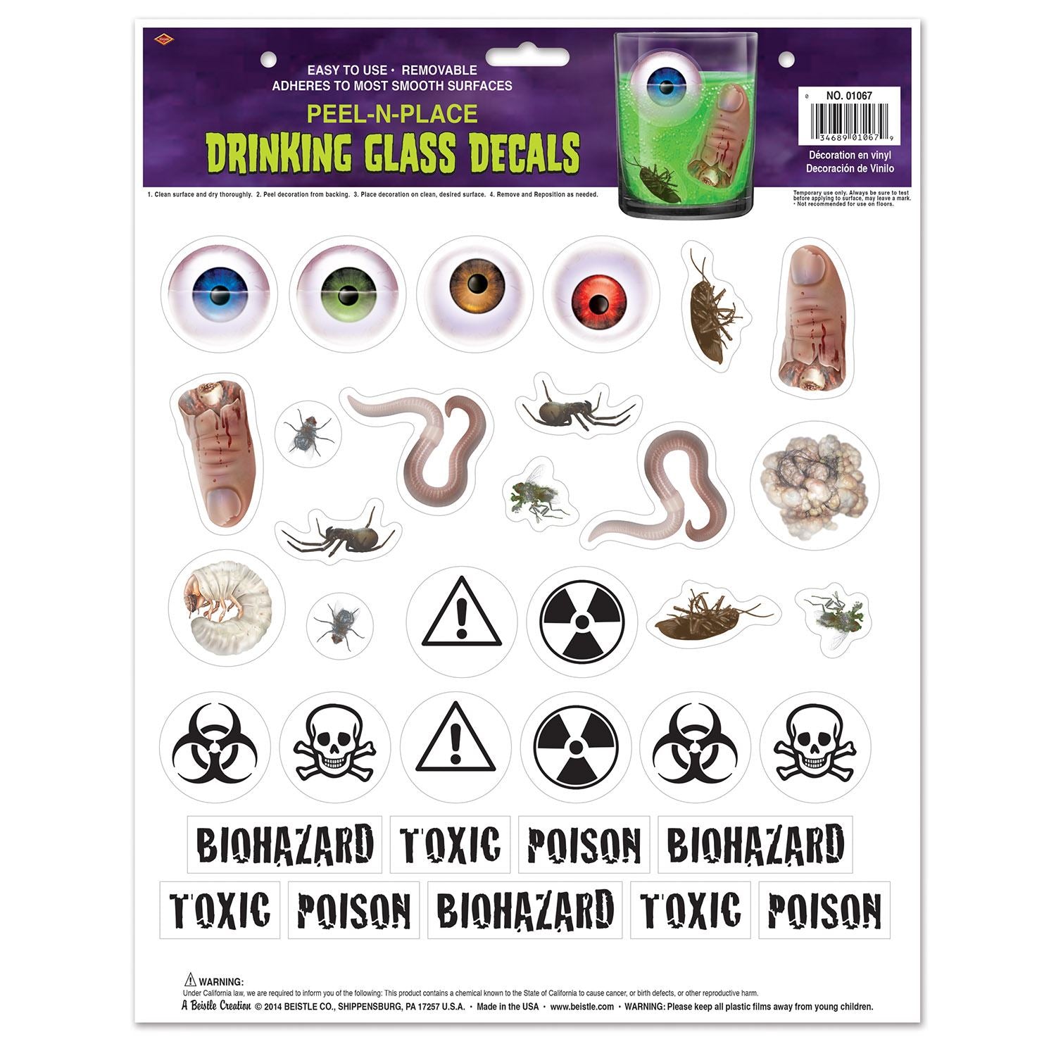Beistle Drinking Glass Decals Peel 'N Place - Halloween | Party Supply