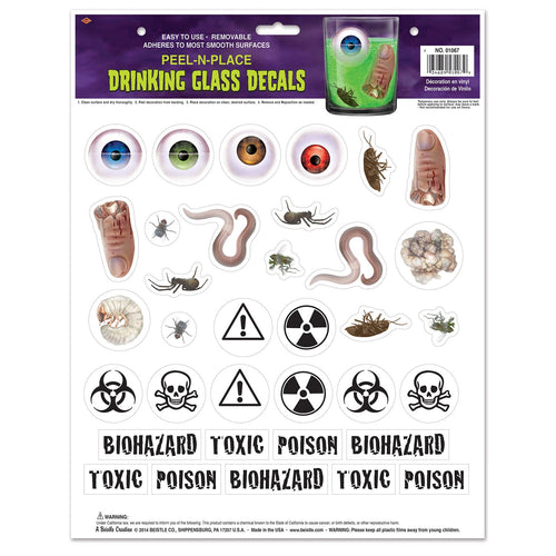 Beistle Drinking Glass Decals Peel 'N Place - Halloween | Party Supply