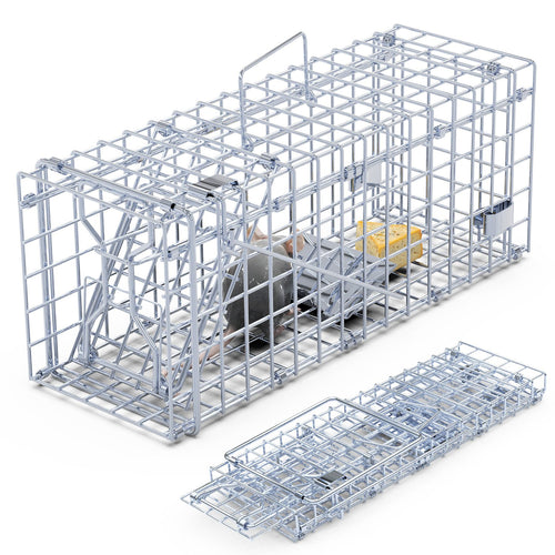 2Pcs Foldable Rat Trap Cage Humane Live Rodent Trap Cage Galvanized Iron Mice