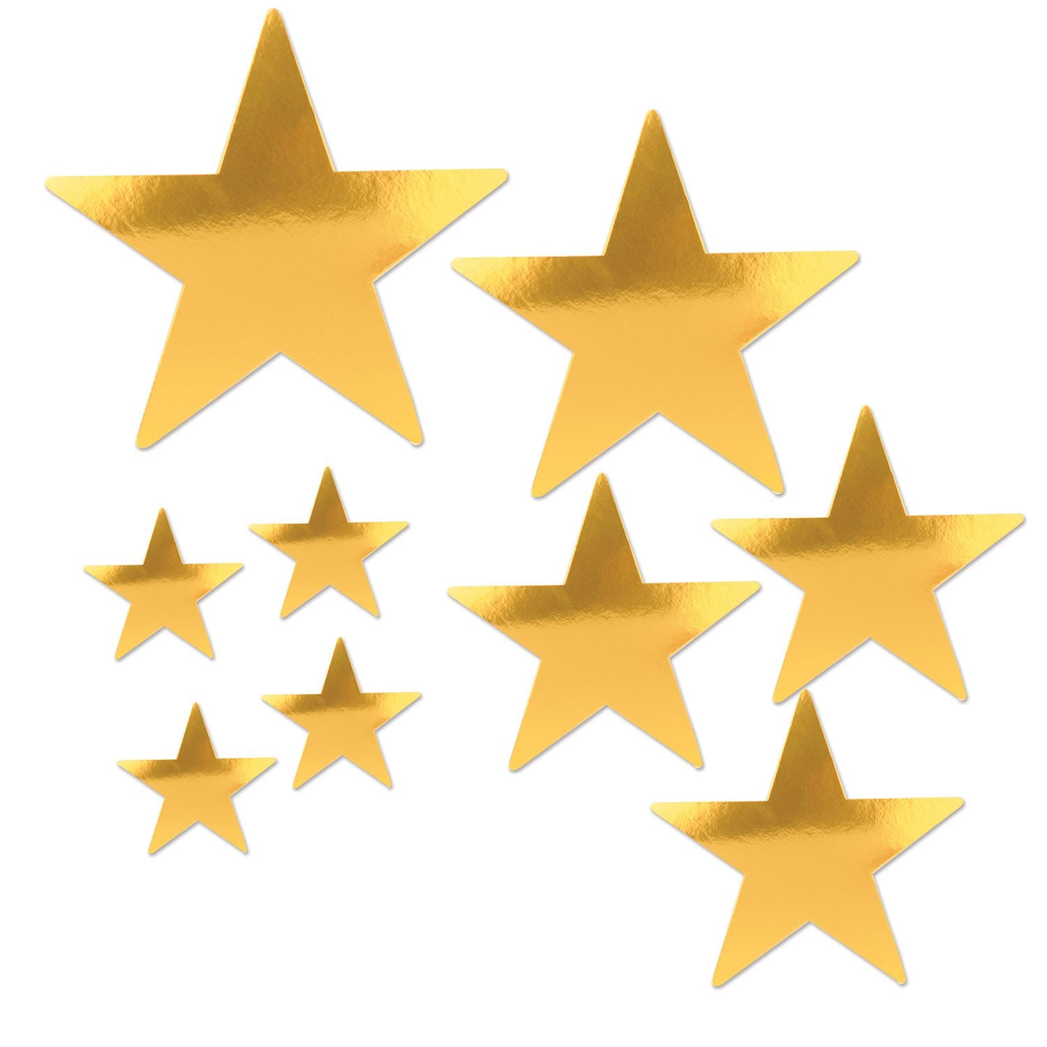 Beistle Pkgd Foil Star Cutouts - Gold - General Occasion | Party Supply