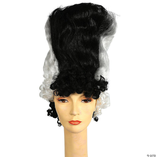 Womens Black & White Deluxe Monster Bride Wig | Black-White
