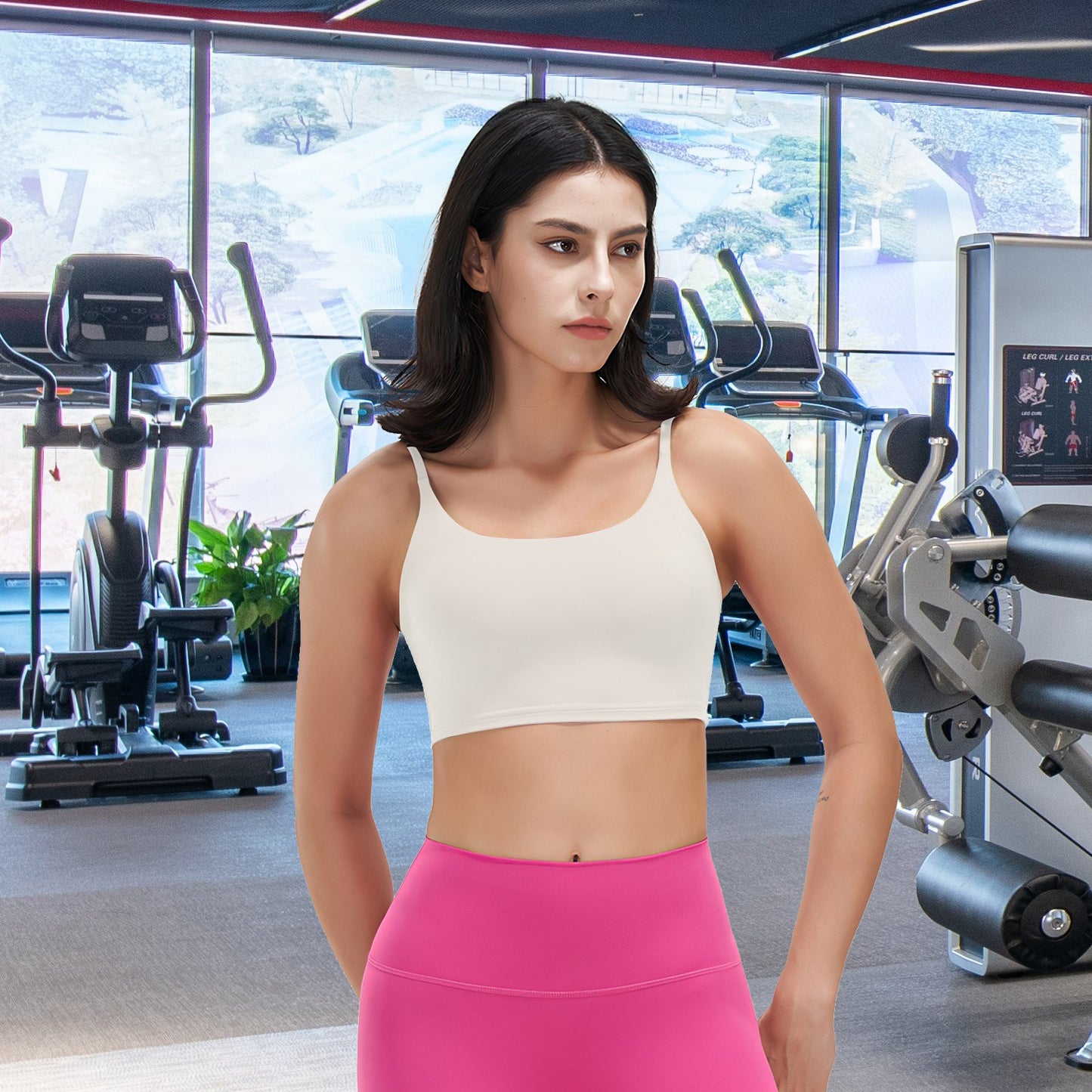 Women Strap Sport Bras Padded Strappy Crop Square Neck Low Impact Bras Sexy