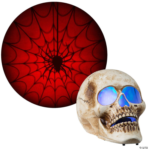 Blazing Scenes – 10-Inch Skull With Red Spider Web Projection