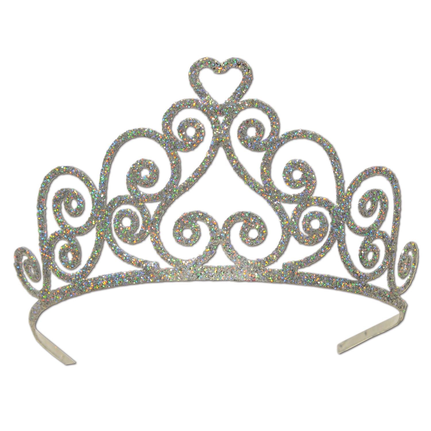Beistle Heart Silver Glittered Tiara - General Occasion | Party Supply