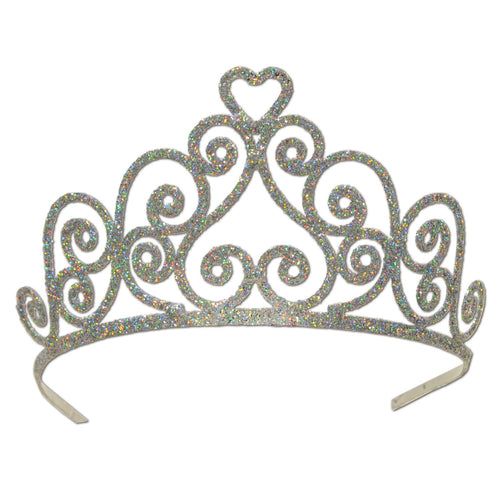 Beistle Heart Silver Glittered Tiara - General Occasion | Party Supply