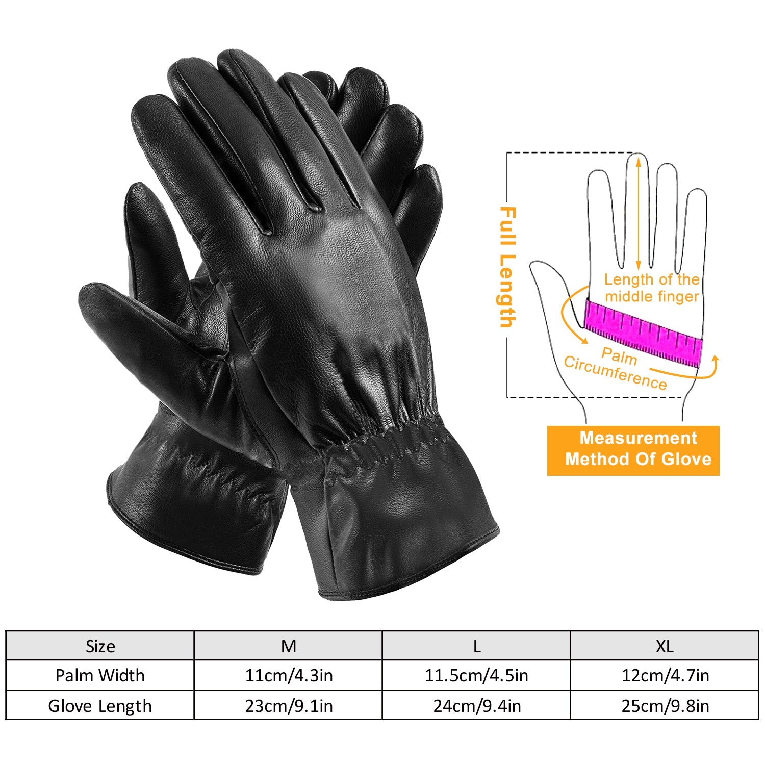Unisex Leather Winter Warm Gloves Outdoor Windproof Soft Gloves Cycling Skiing