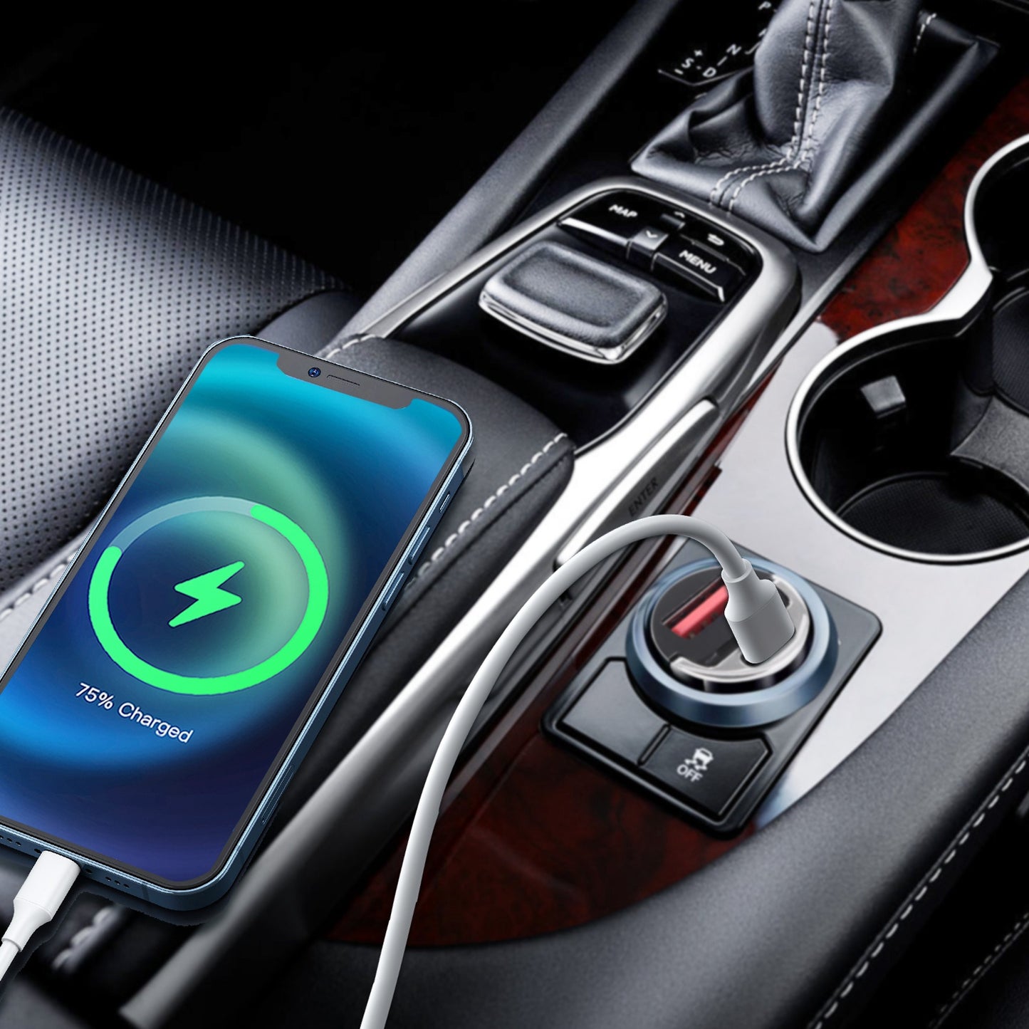 2Pcs 100W USB Type-C Car Charger QC4.0 PD3.0 USB Fast Charging Adapter Dual