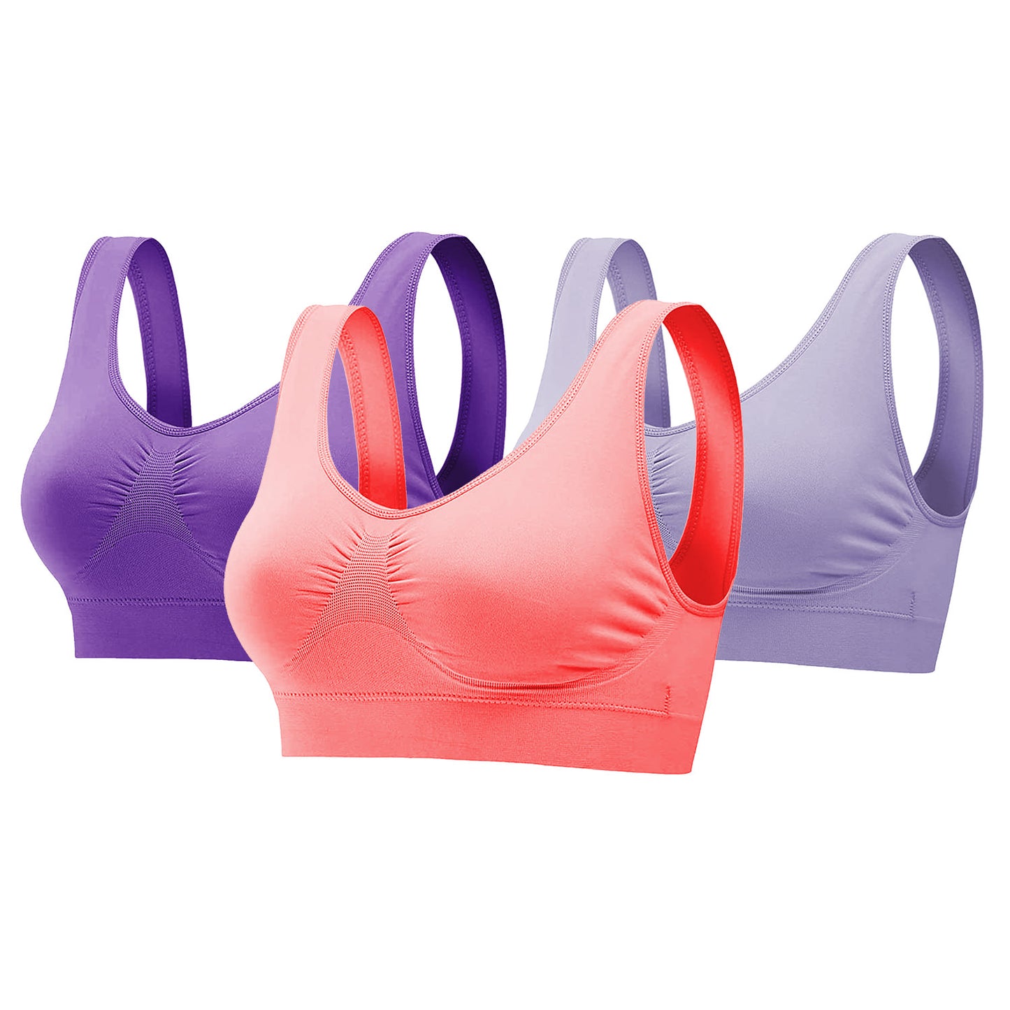 3 Pack Sport Bras For Women Seamless Wire-free Bra Light Support Tank Tops For