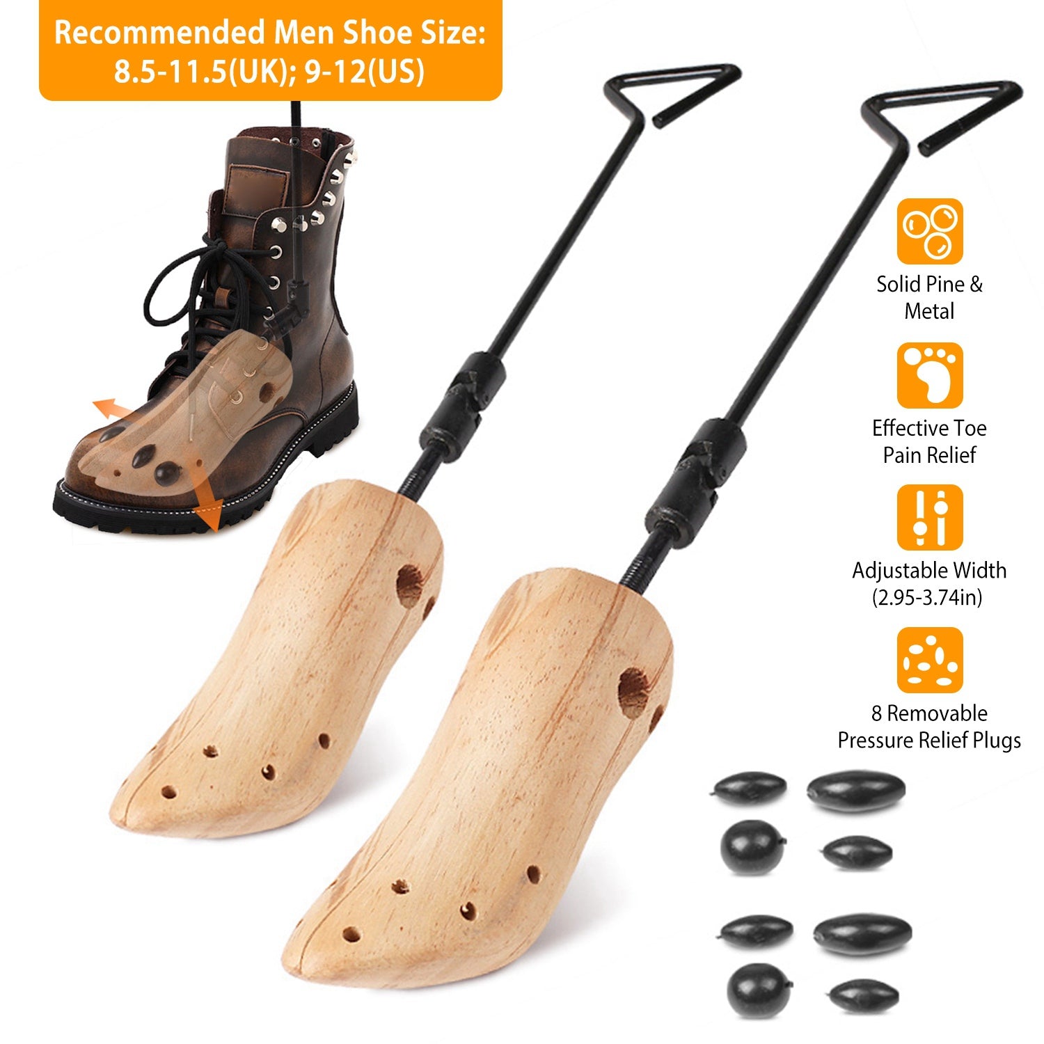 One Pair Boot Stretcher Adjustable Width Shoe Shaper Wooden Boot Widener