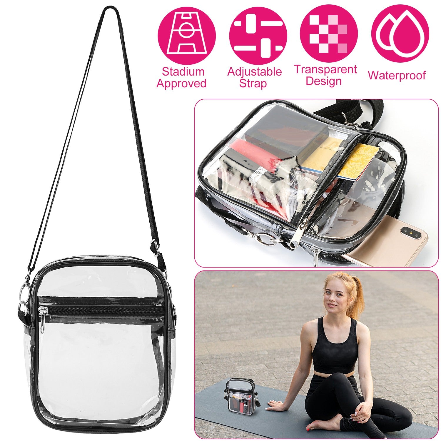 Clear Crossbody Bag Stadium Approved Clear Purse Transparent Small Shoulder Bag