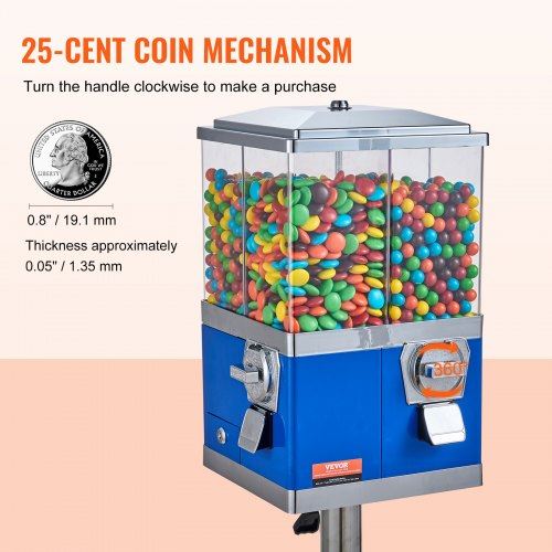 Gumball Machine with Stand Vending Coin Bank Vintage Candy Dispenser Bule