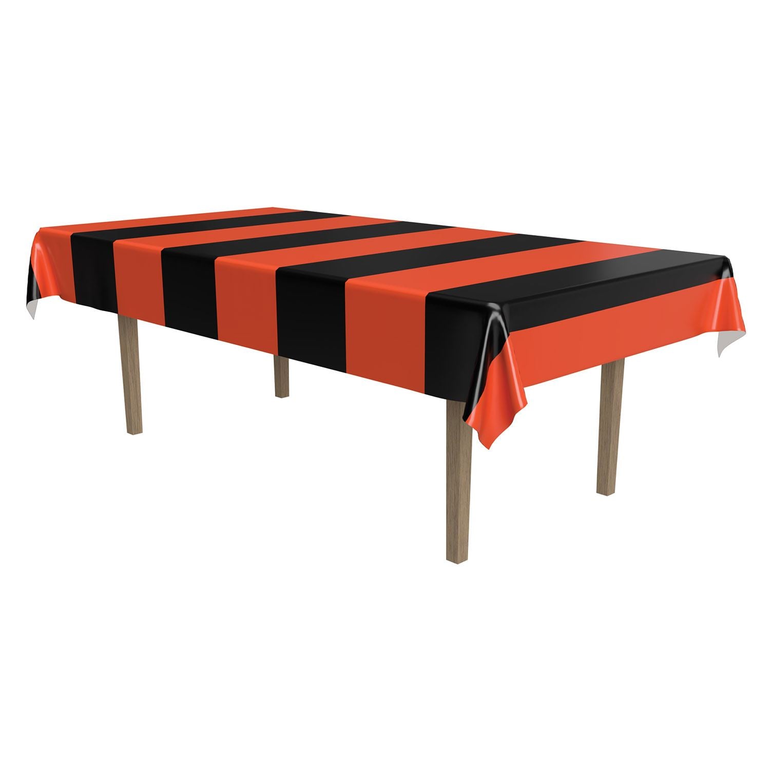 Beistle Orange & Black Stripes Tablecover - Halloween | Party Supply