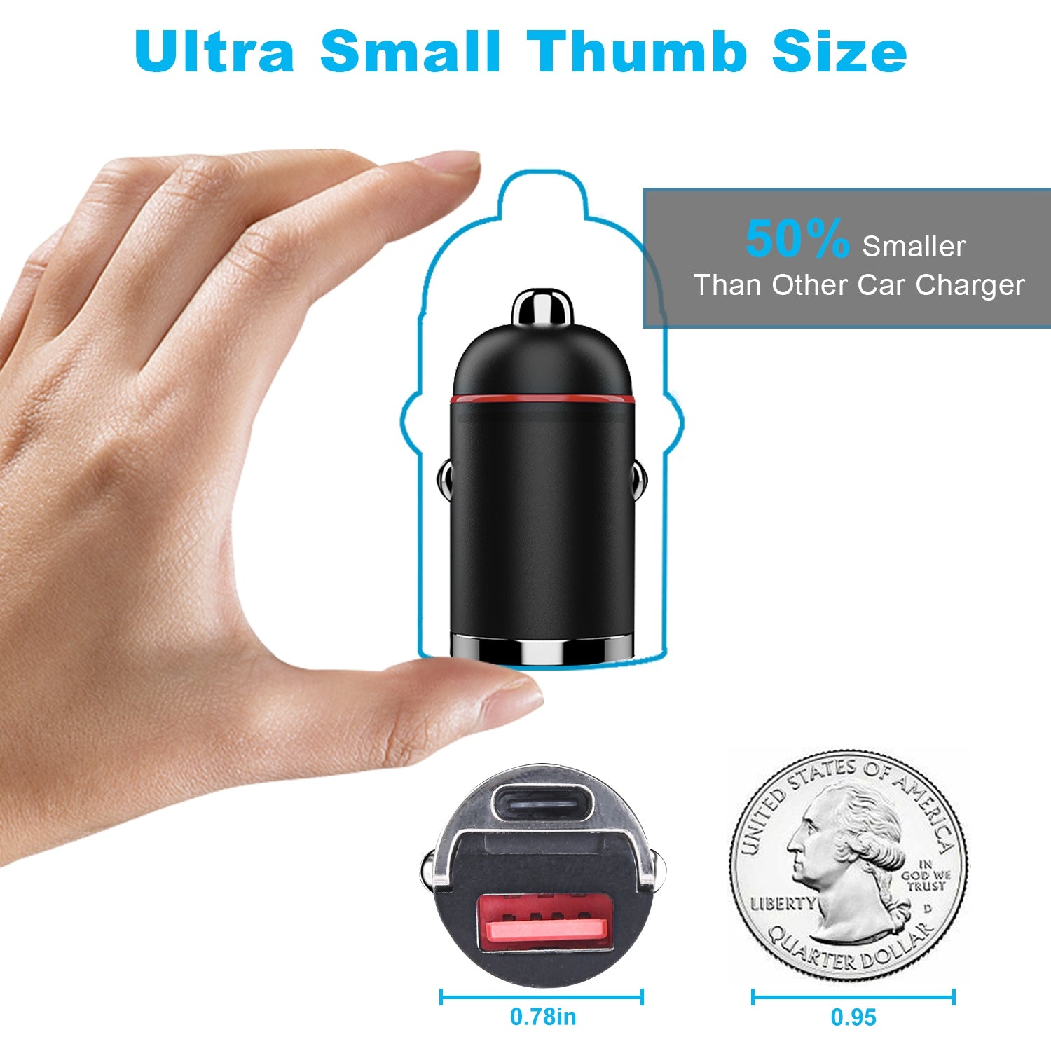 2Pcs 100W USB Type-C Car Charger QC4.0 PD3.0 USB Fast Charging Adapter Dual